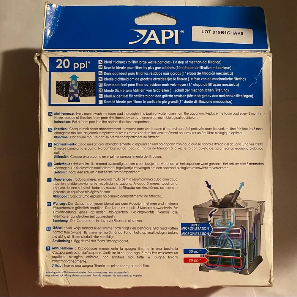API Filstar XP Filtration 20 ppi Aquarium Filtration Pads
